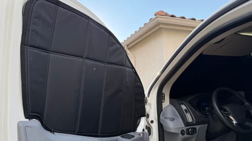 Customer photo review of Low Roof Transit - Front Door Shades (set)