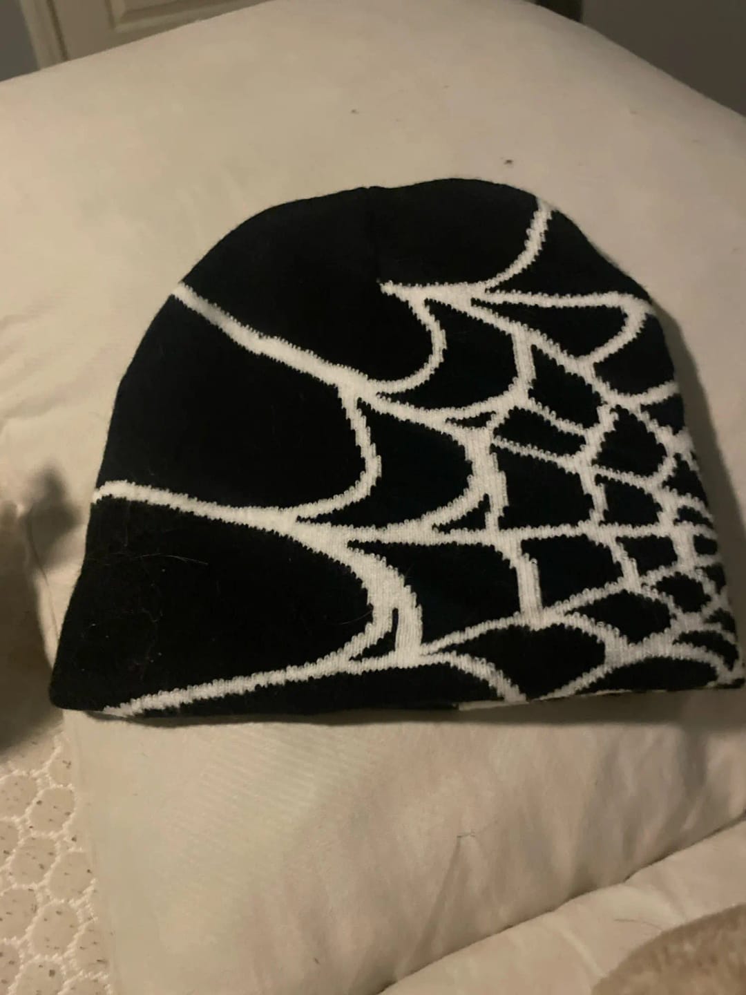 Customer photo review of Spider Web Beanie