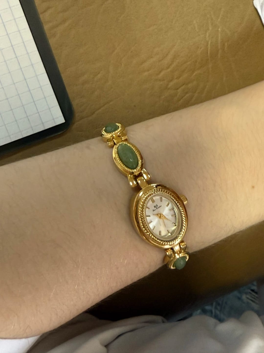 Customer photo review of Aubrette Women's Watch - Luxury Jade Bracelet Quartz Timepiece, Elegant Gold Design