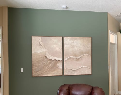 Customer photo review of Coastal Abstract Paintings – Minimalist Canvas Wall Art Set (2 Pieces)