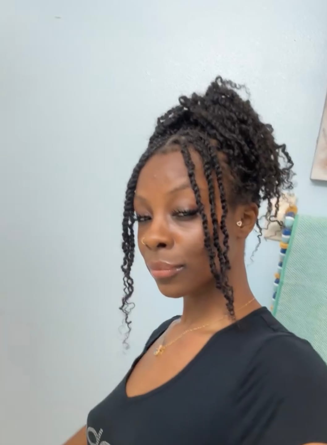 Customer photo review of Upgraded Natural Color Afro Kinky Bulk Human Hair (50g per pack)
