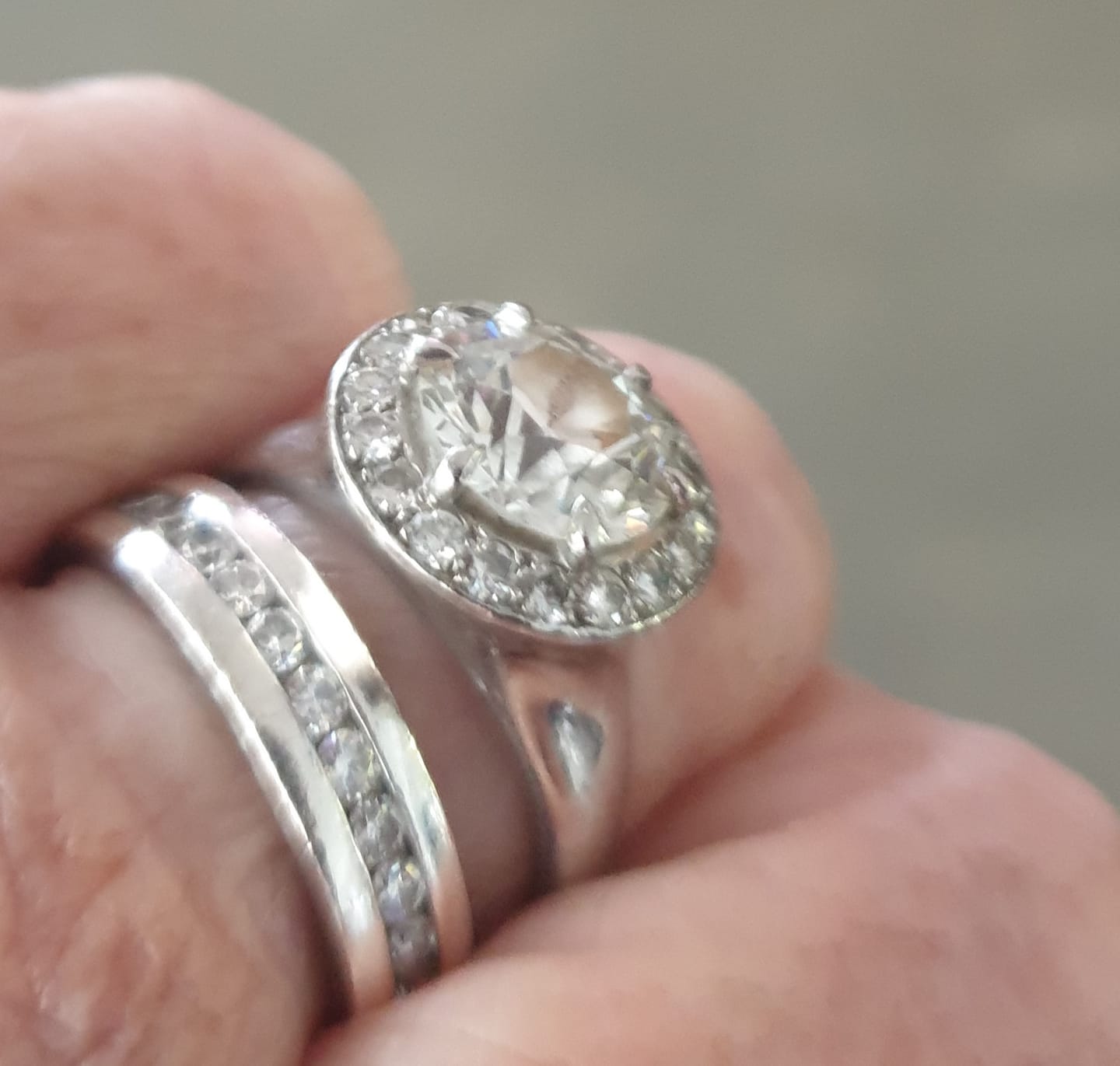 Customer photo review of Channel Set Moissanite Eternity Wedding Band