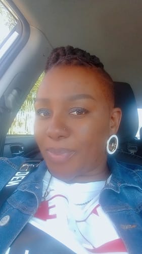 Customer photo review of Gold & White Diva Earrings