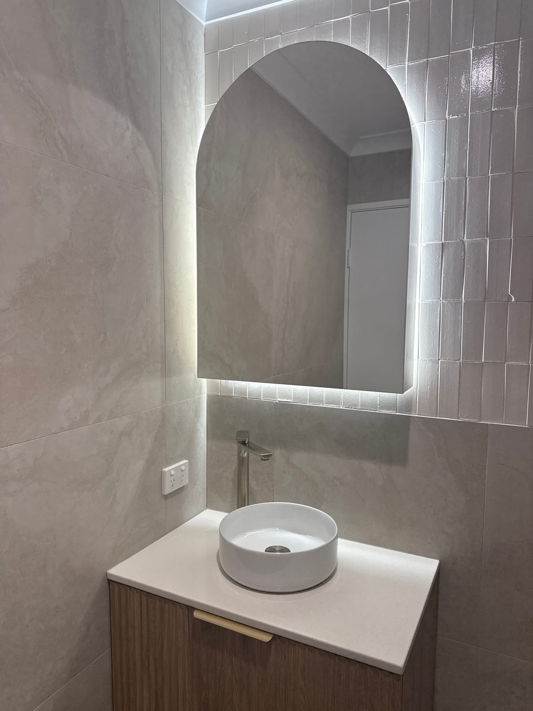Customer photo review of RIVA PARIS Matte White ARCH LED Shaving Cabinet 605mm