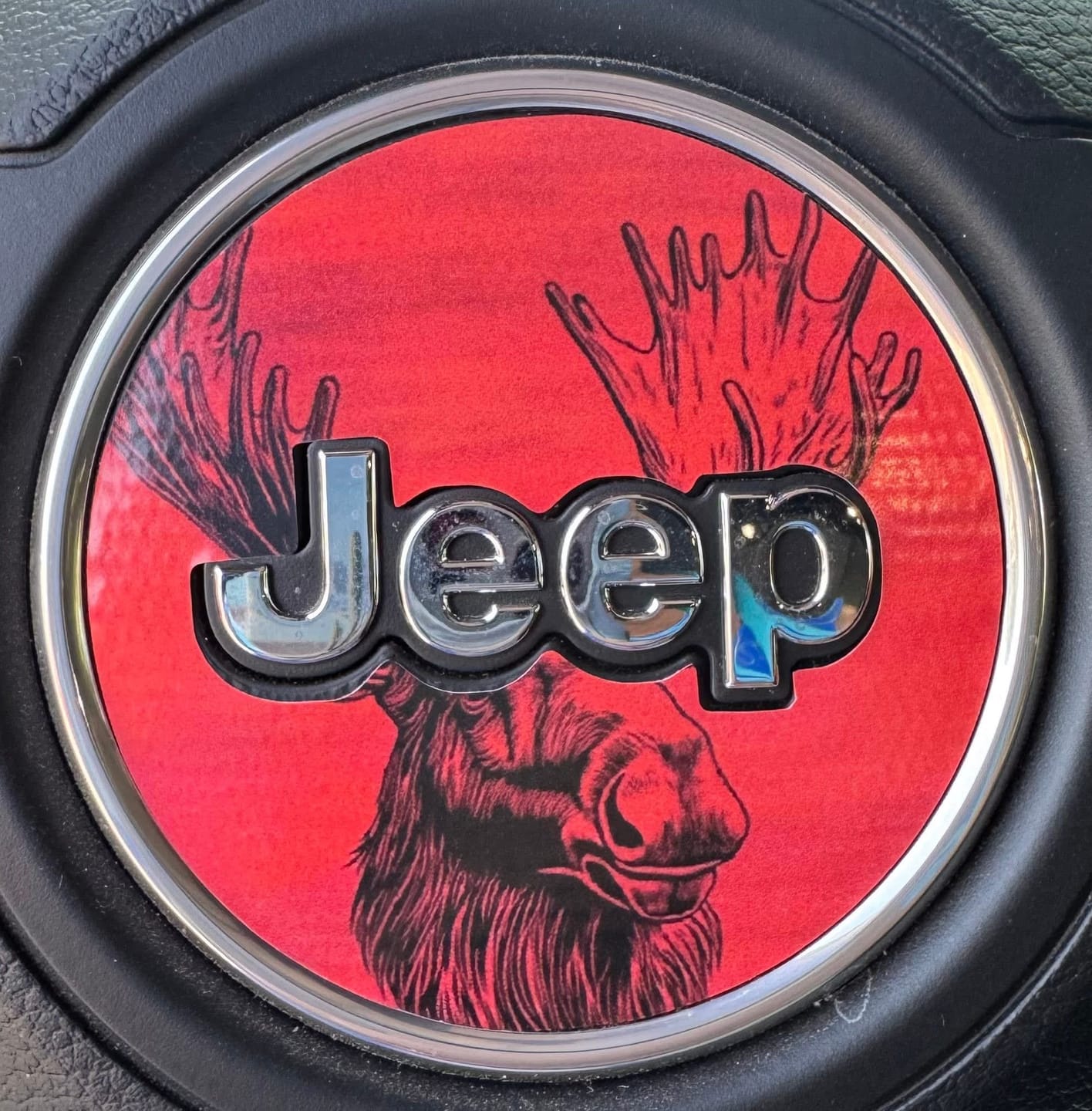 Customer photo review of Design Your Own Steering Wheel Decal for Jeep