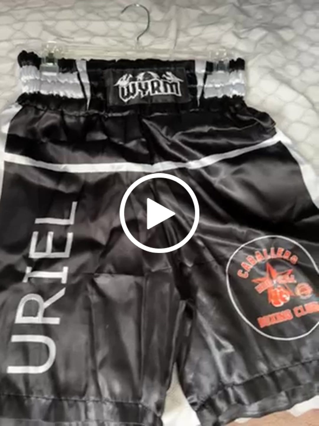 Customer video review of Custom Black Boxing Shorts