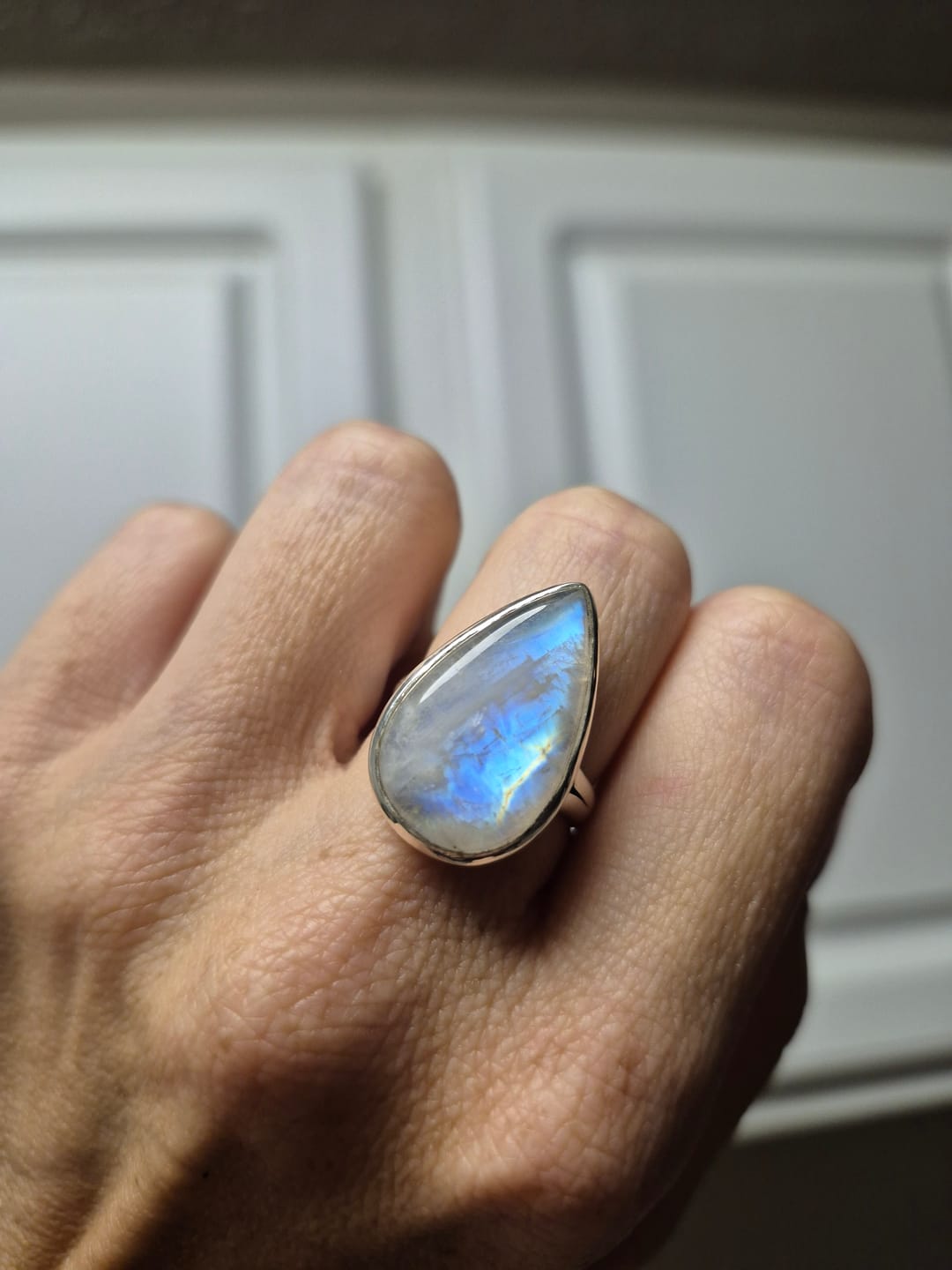 Customer photo review of Sterling Silver Teardrop Large Moonstone Ring