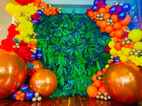 Customer photo review of 5D Green Jungle Fabric Artificial Flower Wall Party Decor Outdoor