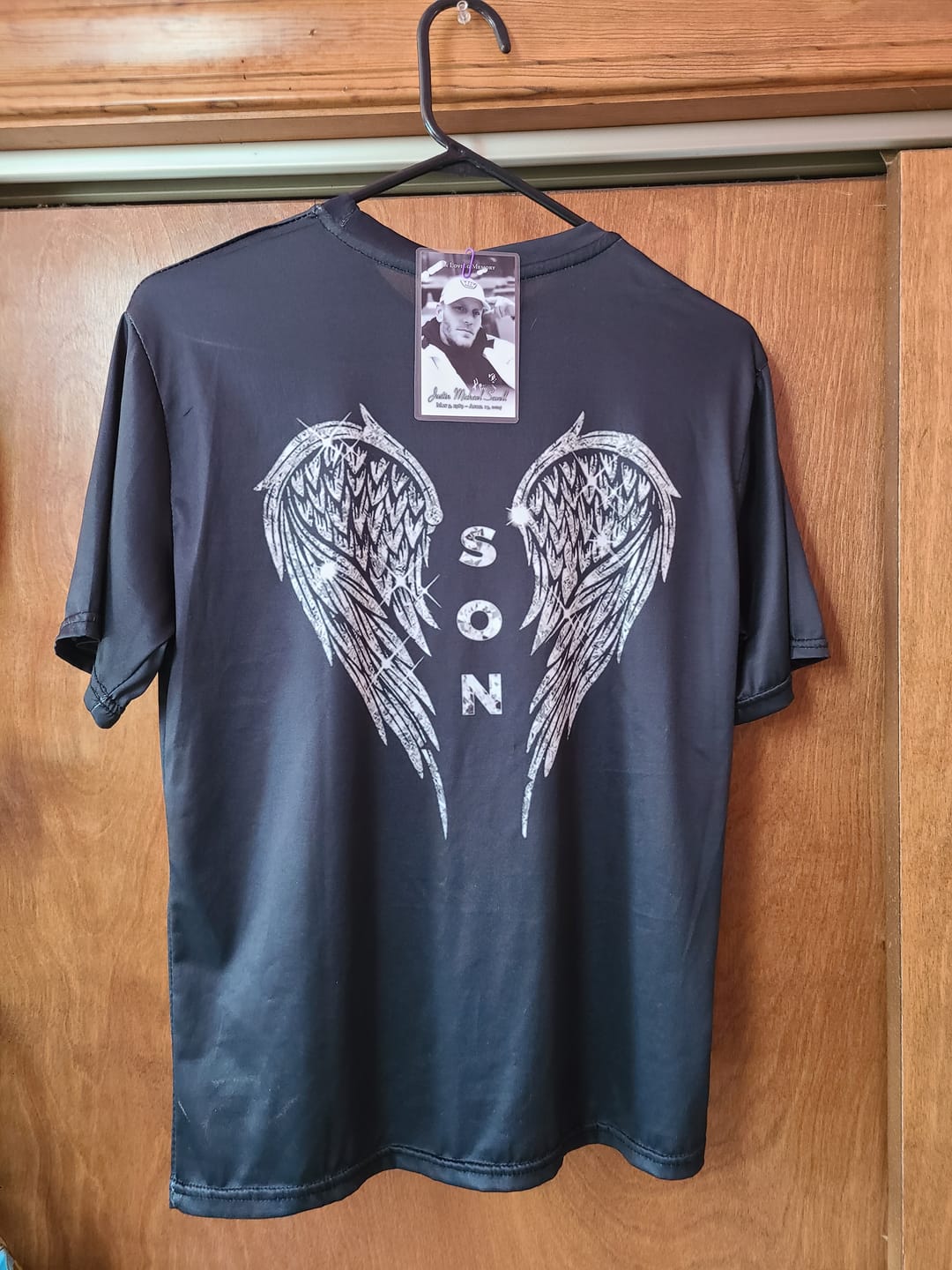 Customer photo review of Angel Wings Memorial Personalized T-shirt