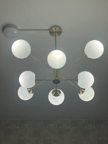 Customer photo review of 6/8/12-Light Mid-Century Modern Opal White Glass Globe Chandelier