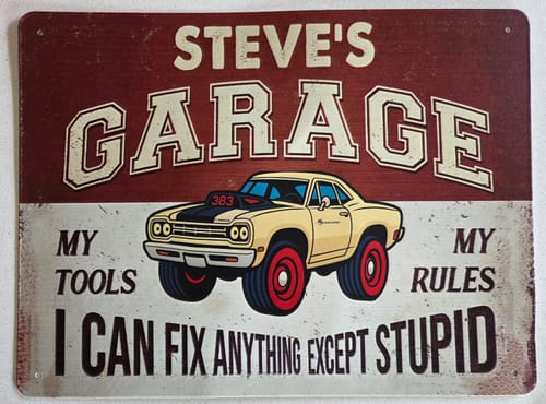 Customer photo review of Custom Photo My Garage, My Tools, My Rules - Family Personalized Custom Garage Metal Sign - Father's Day Gift, Gift For Him