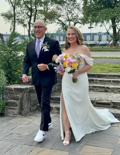 Customer photo review of Lilac Purple Striped Men's Tie Pocket Square Cufflinks Set