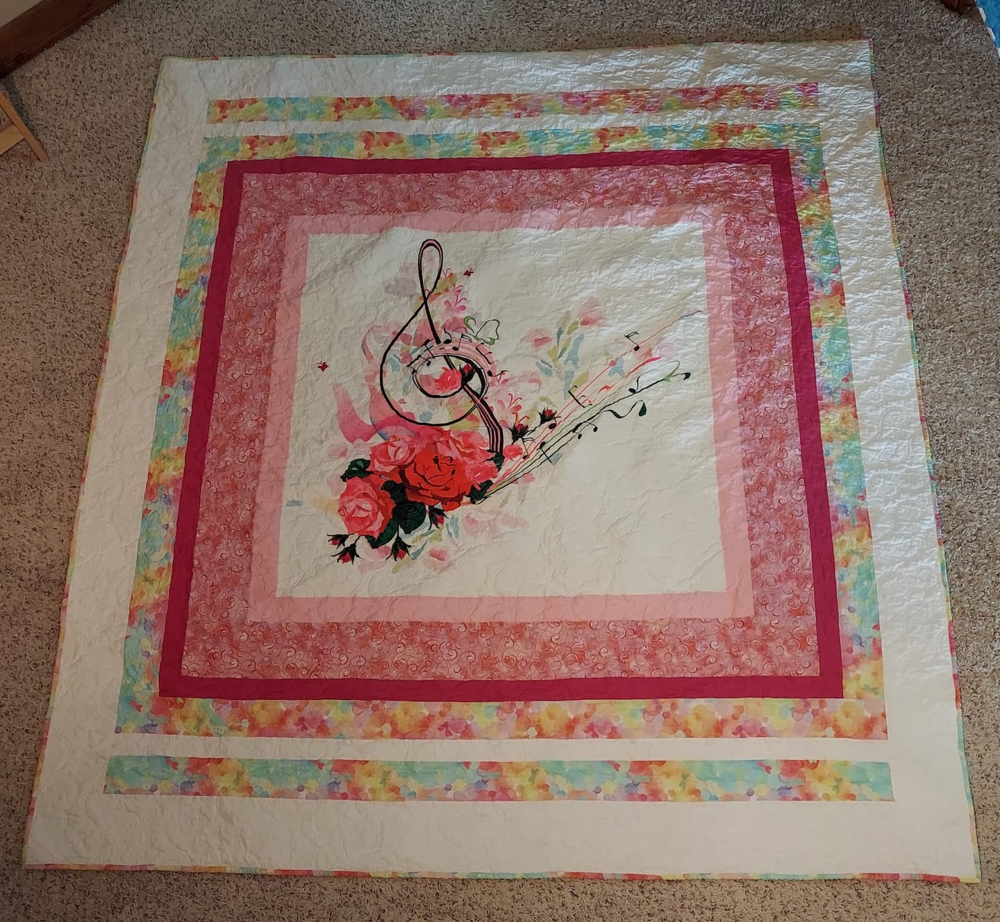 Customer photo review of Floral Treble Clef Fabric Panel