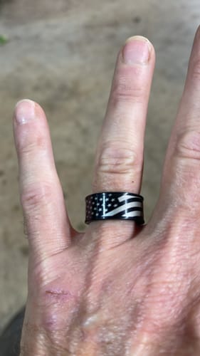 Customer photo review of The Hero Company's Don’t Tread On Me Ring- Helps Pair Veterans With A Service Dog Or Shelter Dog