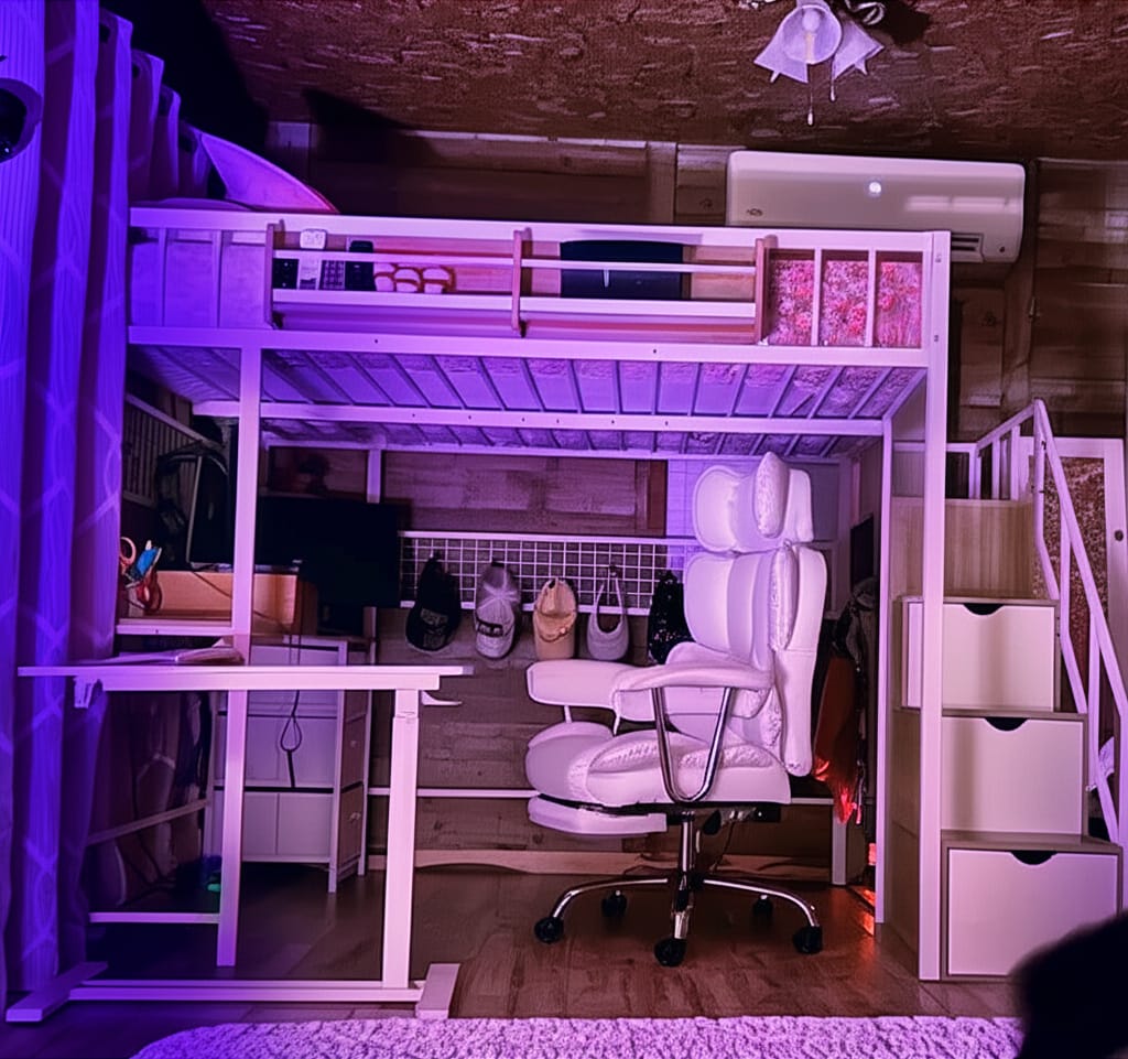 Customer photo review of Advwin Loft Bed with Desk and Stairs
