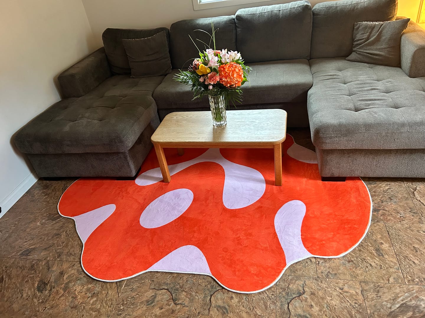 Customer photo review of Irregular Orange Moss Design Rug by Johann Banta
