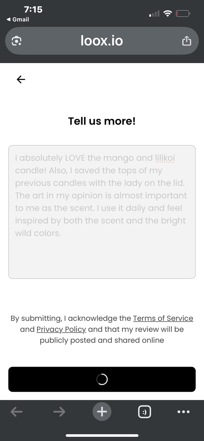 Customer photo review of BREEZE : Mango + Lilikoi Candle