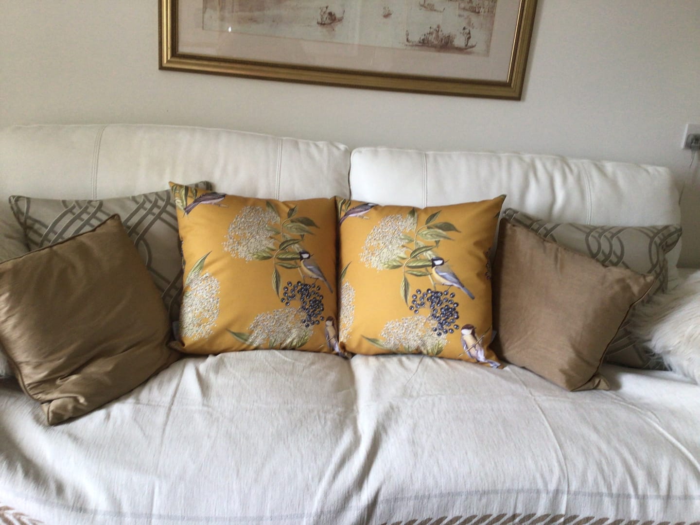 Customer photo review of Outdoor Garden Waterproof Cushion - Bird on Elderflower