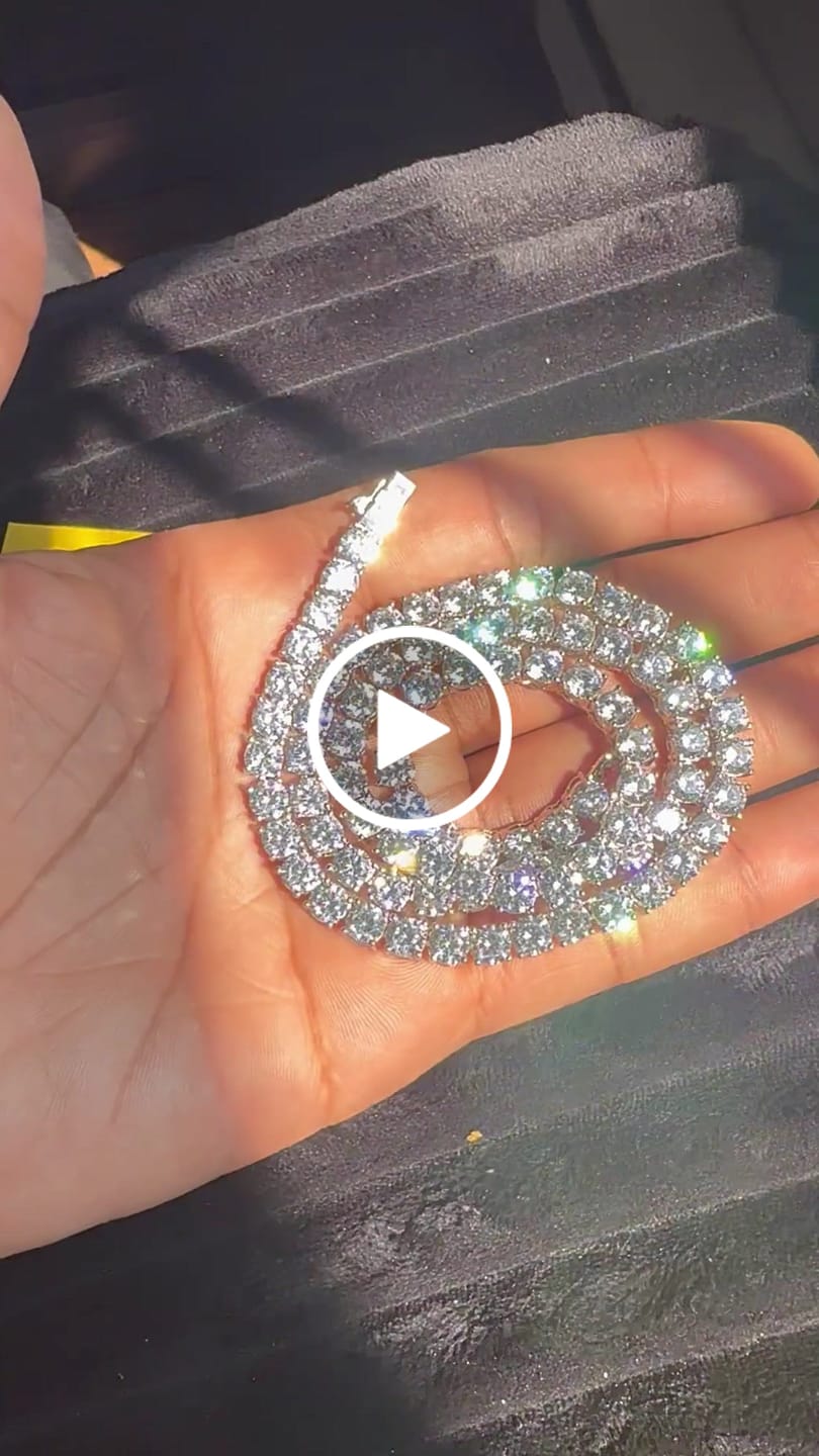 Customer video review of 6mm Moissanite Tennis Chain - 925 Silver - D Colour - VVS1