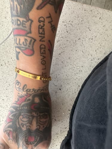 Customer photo review of Dainty Engraved Bracelet