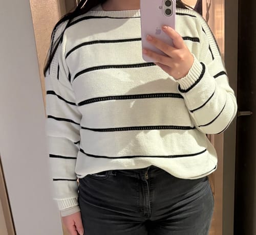 Customer photo review of CHALECO ALMERÍA rayas crudo/negro