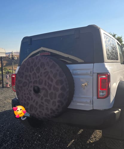Customer photo review of Black Leopard Print Tire Cover With Camera Hole