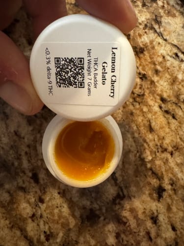 Customer photo review of Lemon Cherry Gelato THCA Badder