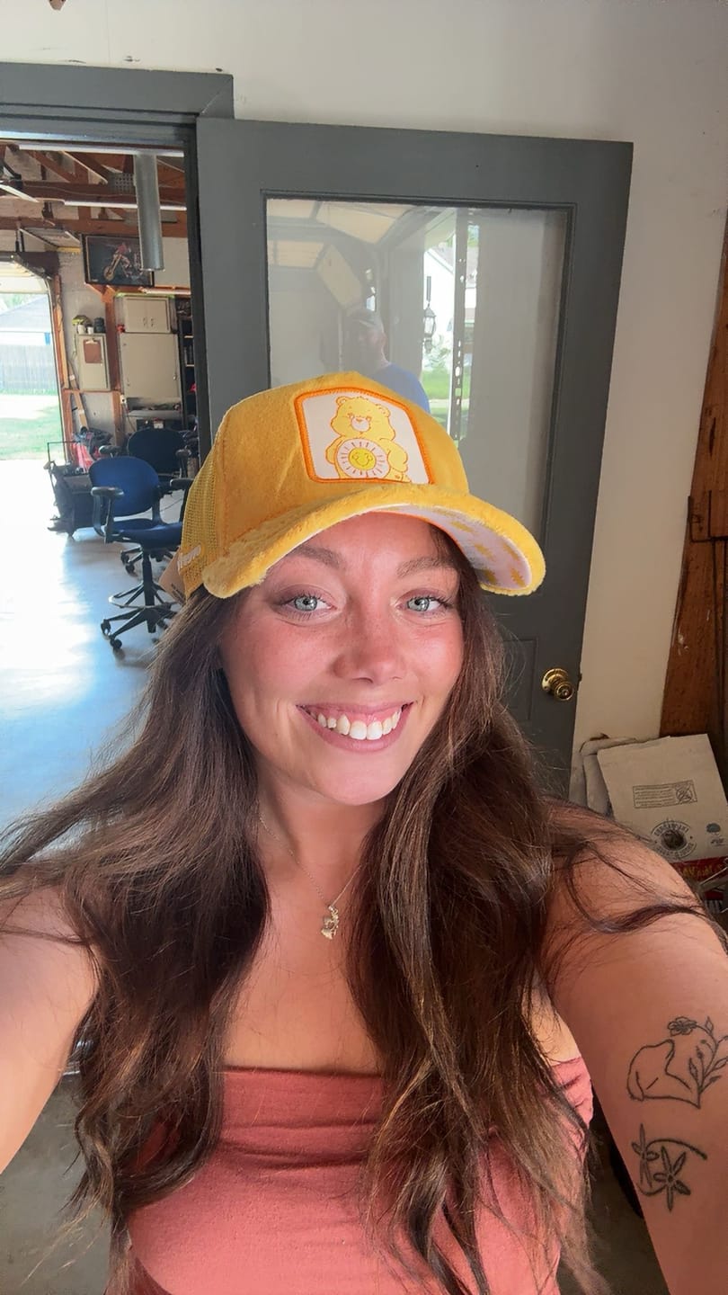 Customer photo review of OVERLORD X Care Bears:  Funshine Bear Trucker Cap