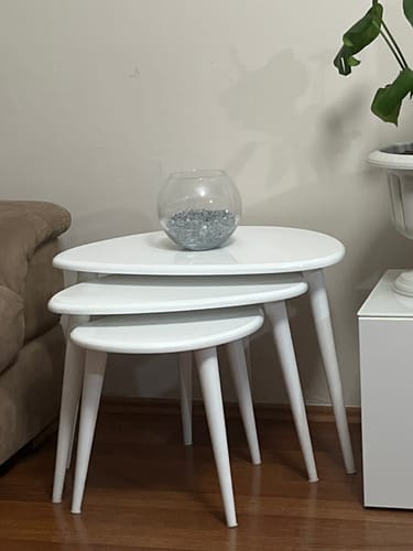 Customer photo review of Lake Beyaz Ahşap 3'lü Zigon Sehpa Takımı
