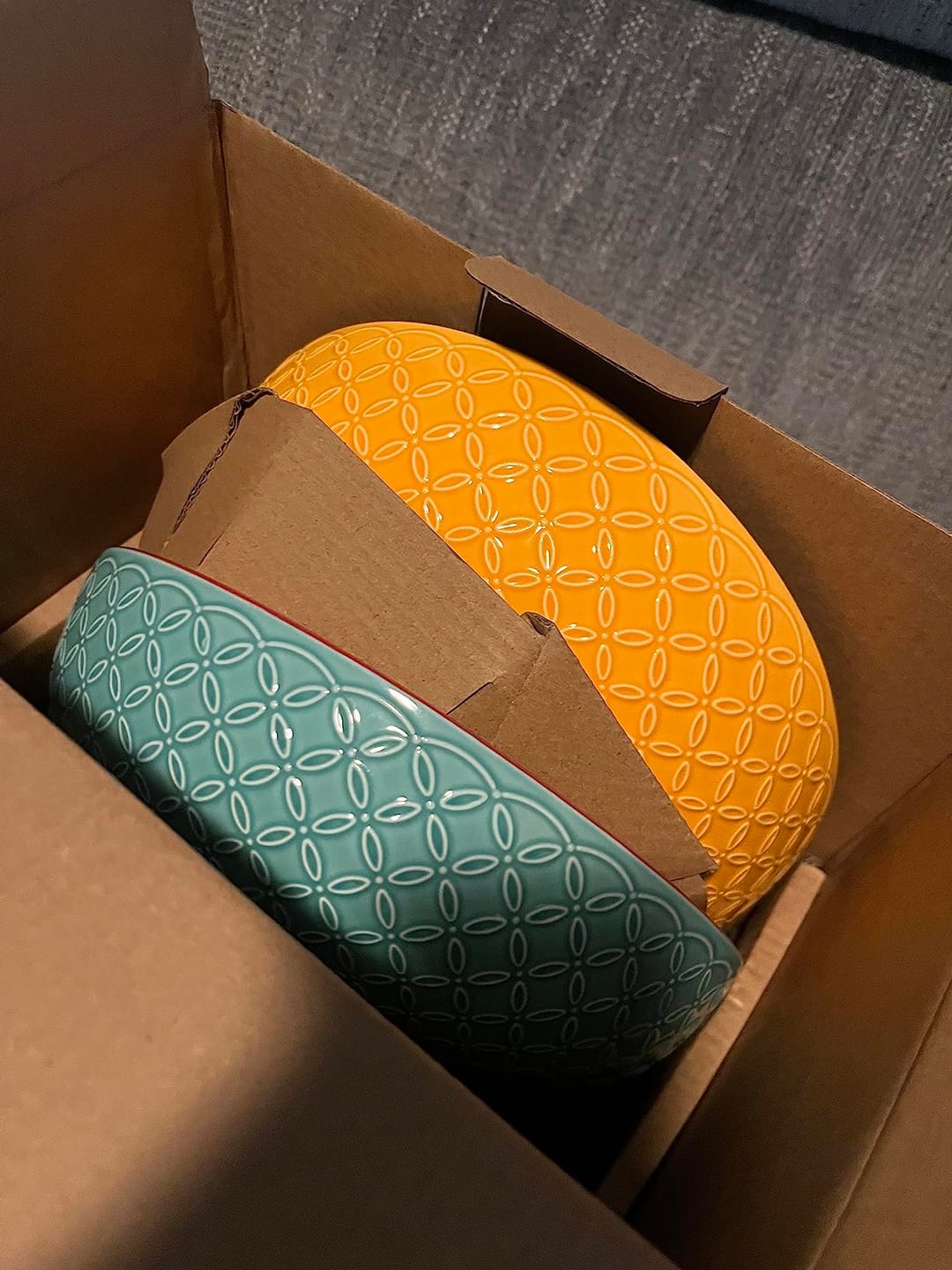 Customer photo review of Mosaian Large Serving Salad Pasta Bowls  - Set of 2