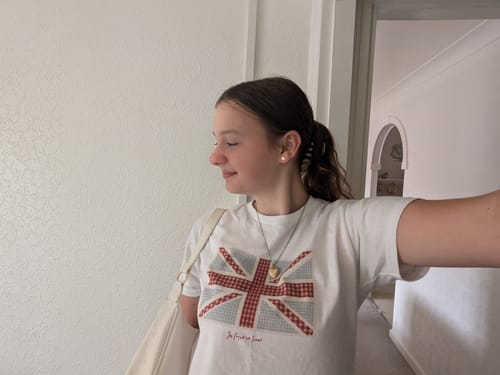 Customer photo review of union jack baby tee