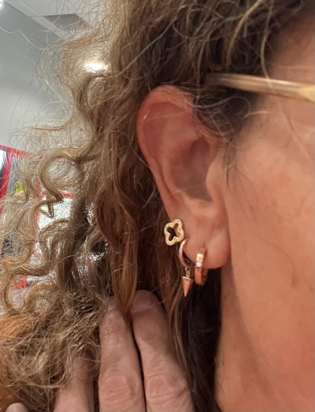 Customer photo review of Pavè Clover Studs