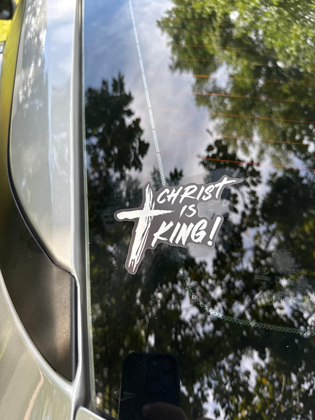 Customer photo review of Christ is King Premium Decal