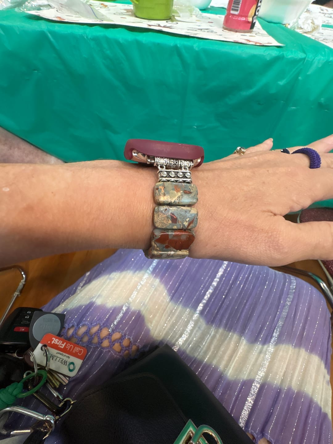 Customer photo review of Earth Tibetan Jasper Stretch Apple Watch Strap