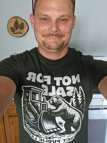 Customer photo review of Not For Sale Public Lands Bulldozer Tee