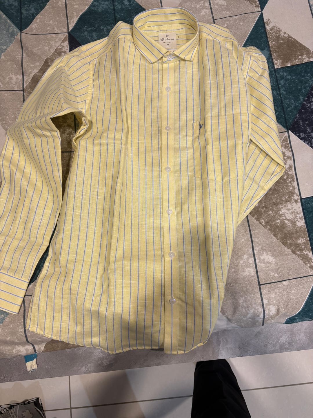 Customer photo review of Cool Yellow Stripes -Full-Bamboo Linen