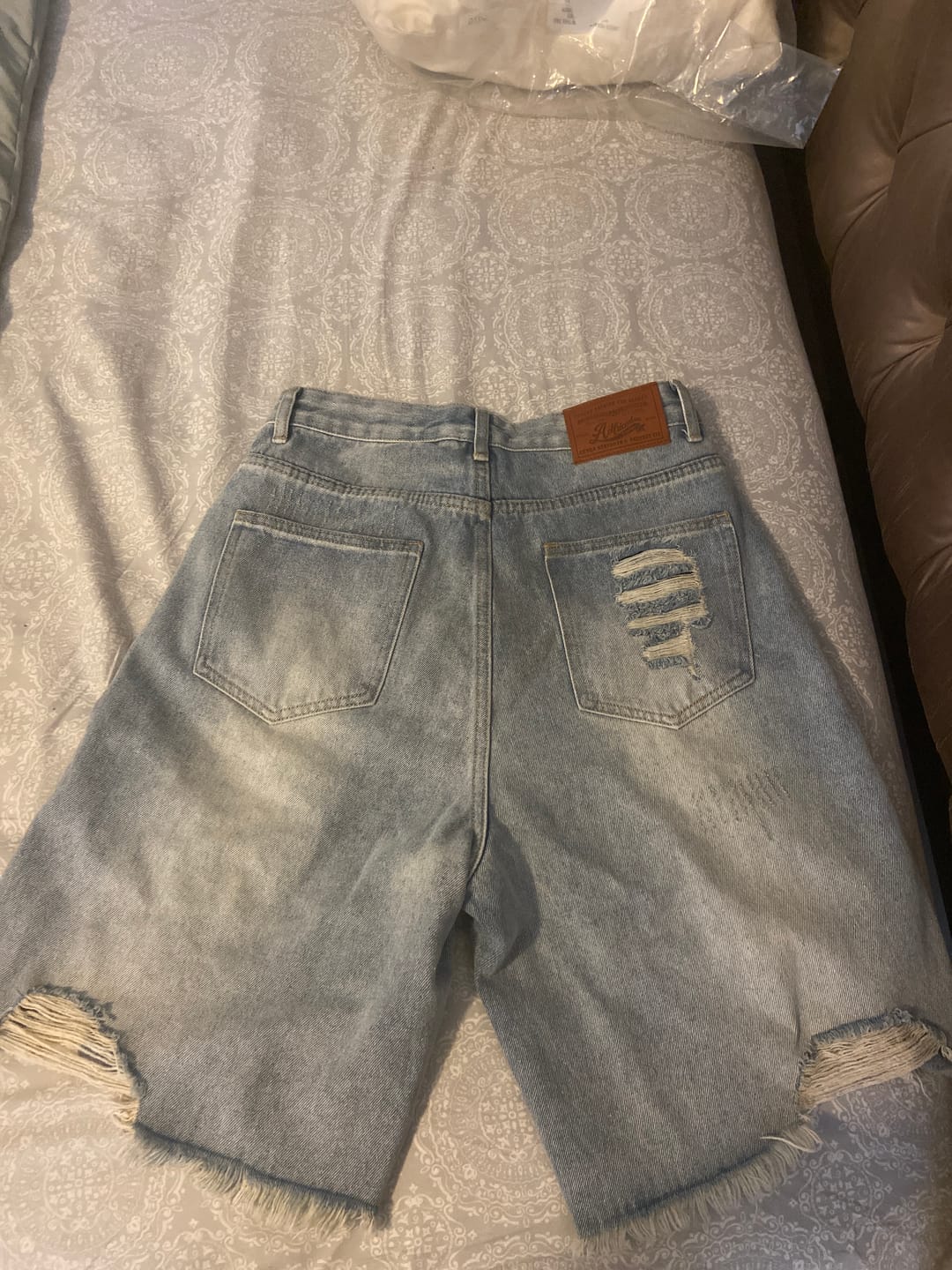 Customer photo review of Aelfric Eden Rhinestone Application Jorts