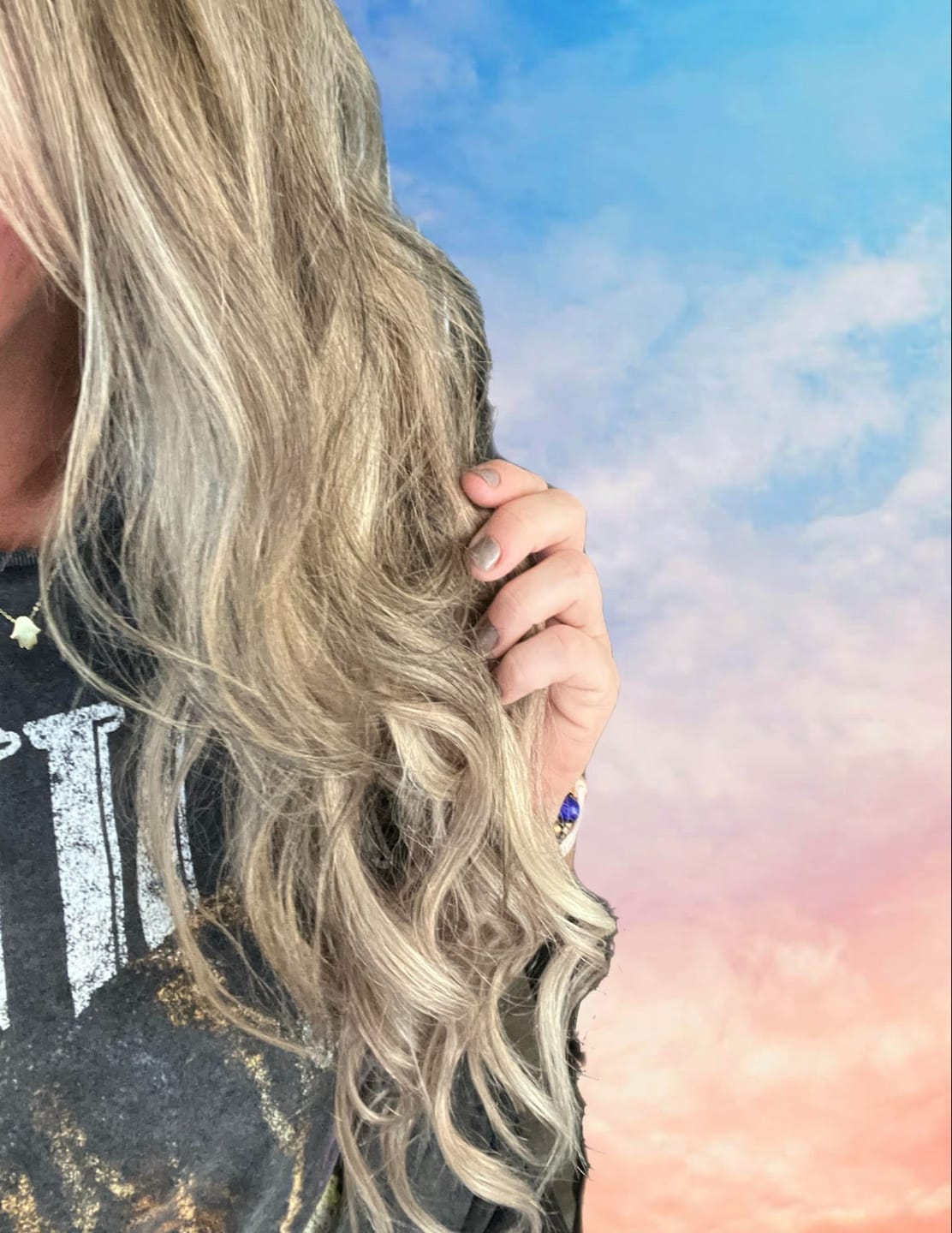 Customer photo review of Flat Weft Extensions Virgin Hair Highlight Brown With Blonde #P8/60