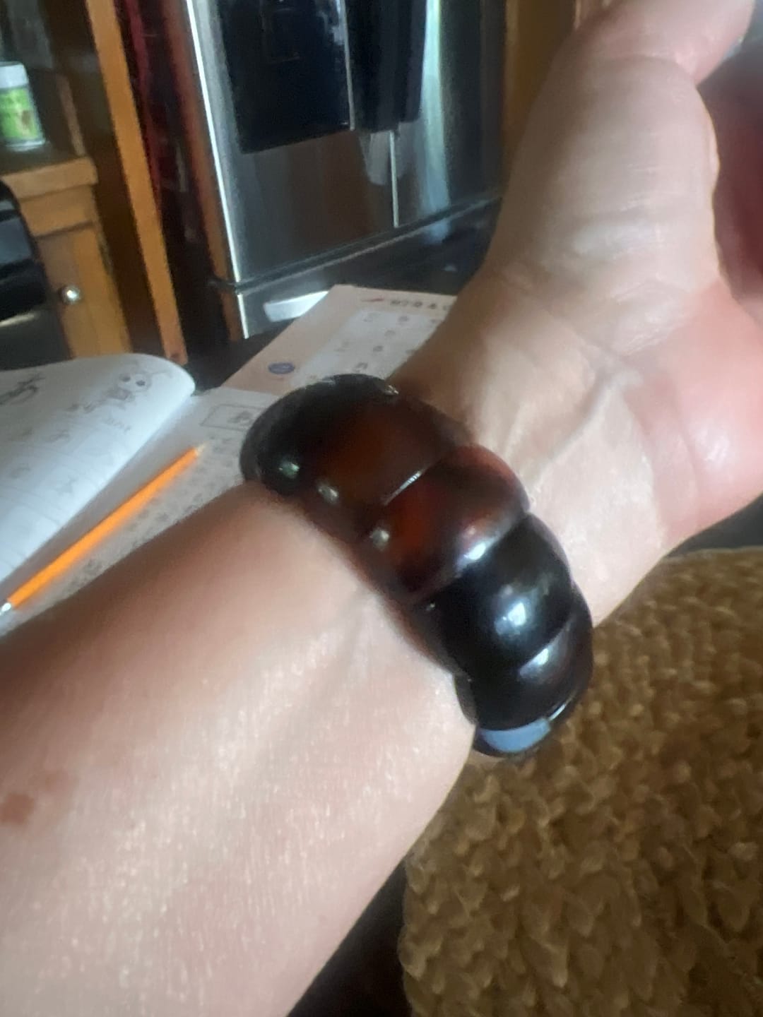 Customer photo review of Bohemian Onyx Elegance Stretch Apple Watch Strap
