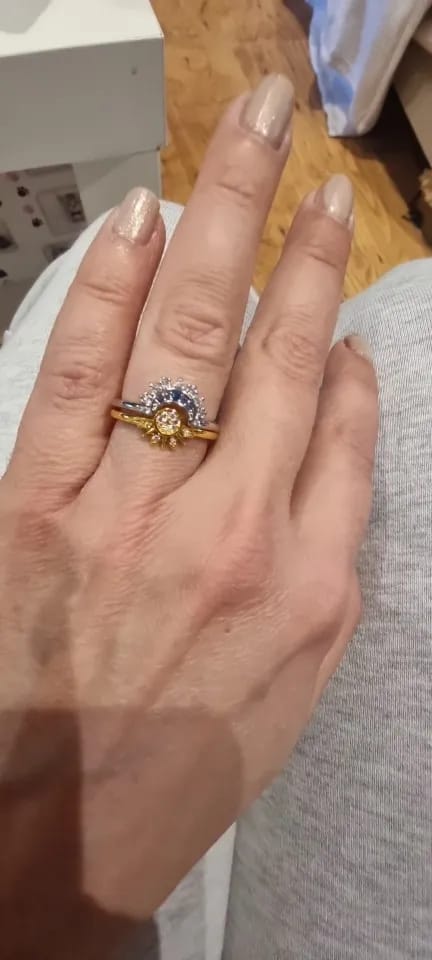 Customer photo review of Brietta Celestial Sun & Moon Ring Set - Hand-Finished 14k Gold-Plated Stackable Jewelry