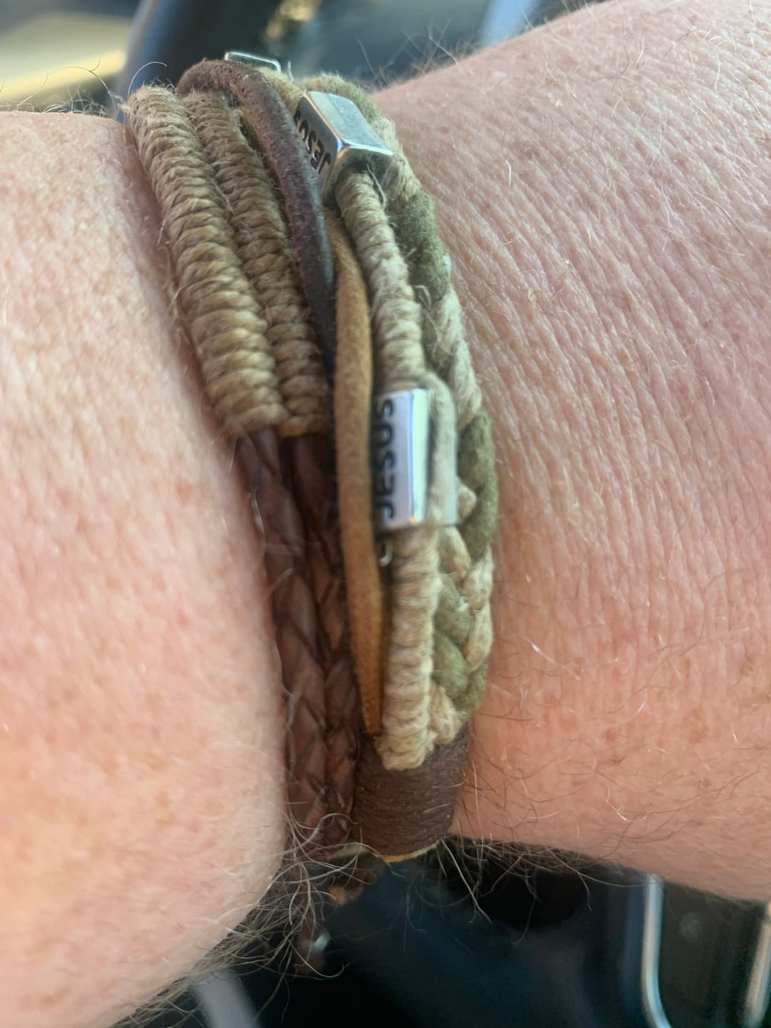 Customer photo review of Trinity Tribal WristPack- Jesus