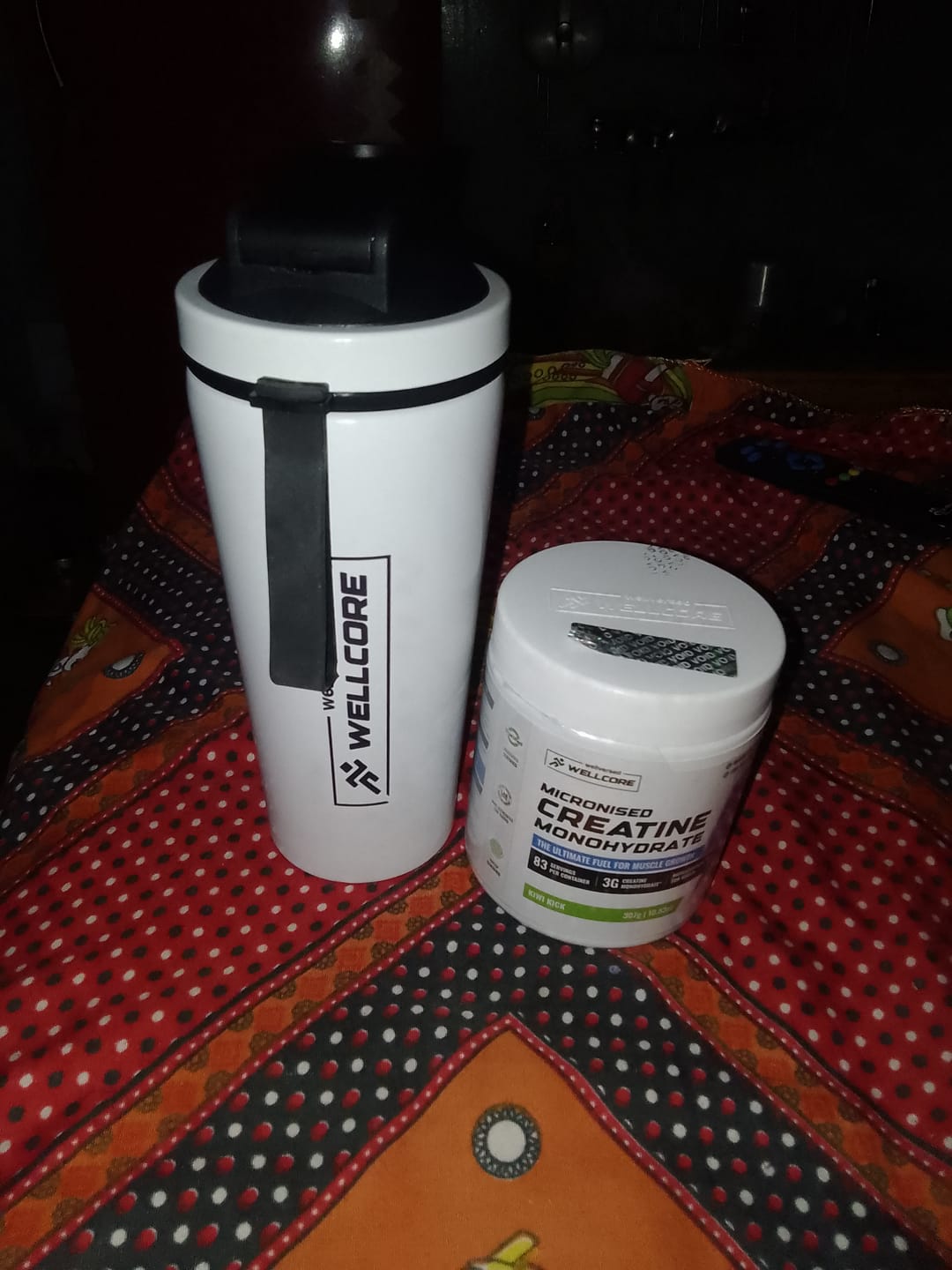 Customer photo review of Wellcore - Pure Micronised Creatine Monohydrate | Kiwi Kick (307g, 83 Servings)  + Premium Steel Shaker & Gym Vest