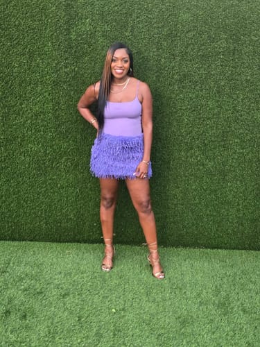Customer photo review of Faux Feather Mini Skirt