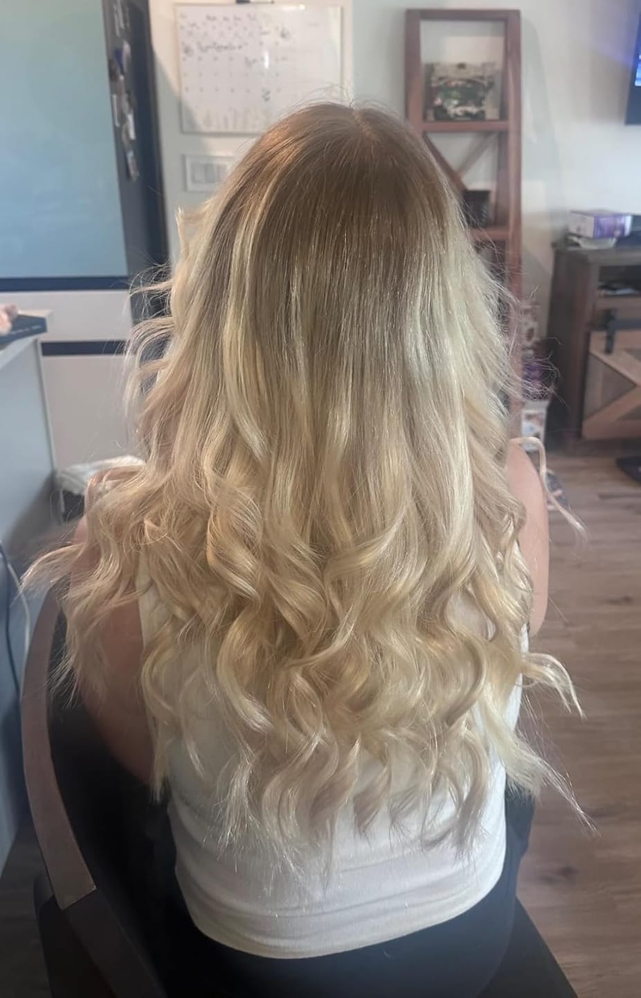 Customer photo review of Virgin Flat Weft Extensions Sew In Weft Extensions Balayage Hair #BA8/60