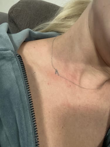 Customer photo review of Sideways Initial Letter Necklace