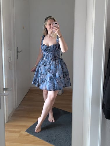 Customer photo review of Straps Corset Floral Print Organza Midi Dress
