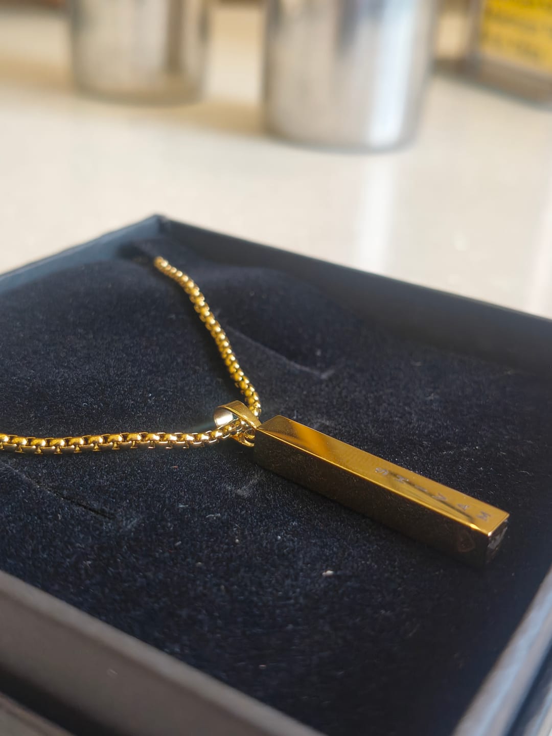 Customer photo review of Personalised Cuboid Locket for Men