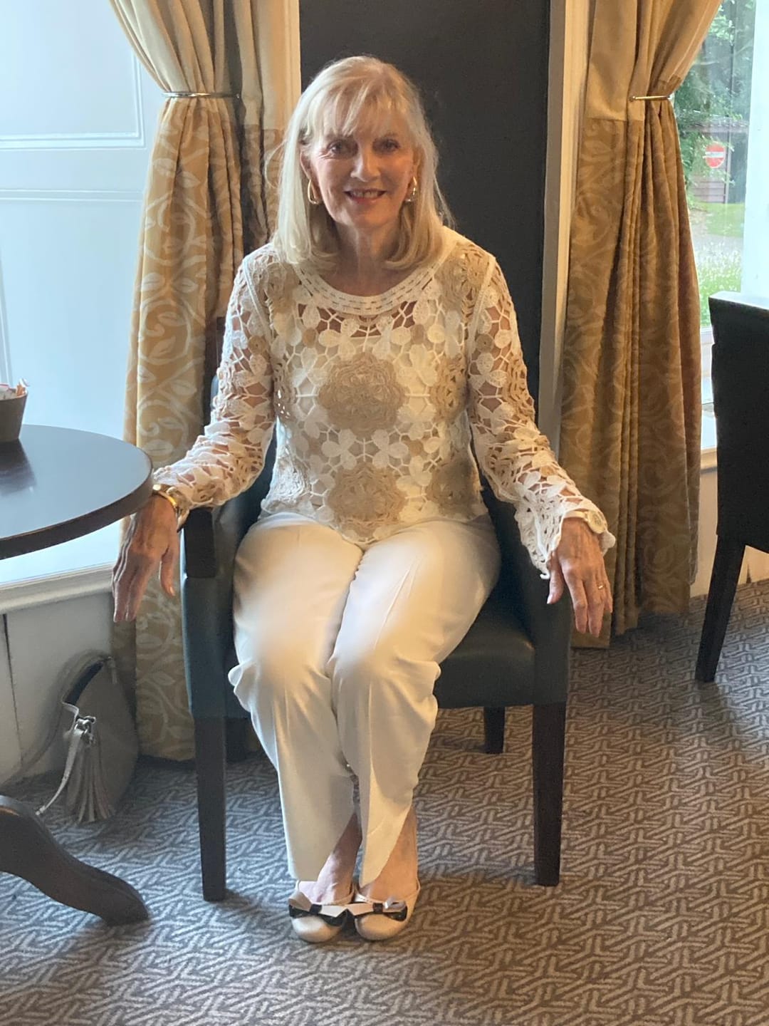Customer photo review of Plain Ivory Scuba Crepe Stretch Fabric 4 Way Stretch