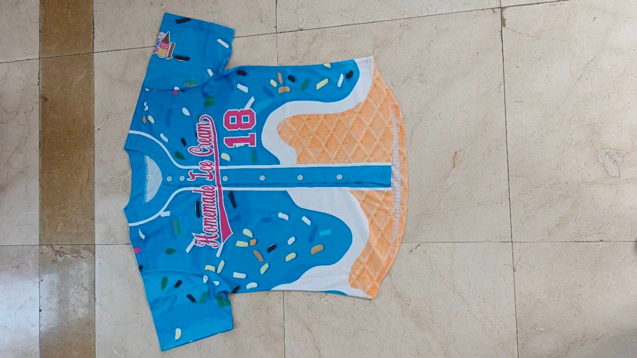 Customer photo review of Custom Gray Ice Cream Cone Graffiti Pattern Fashion Authentic Baseball Jersey