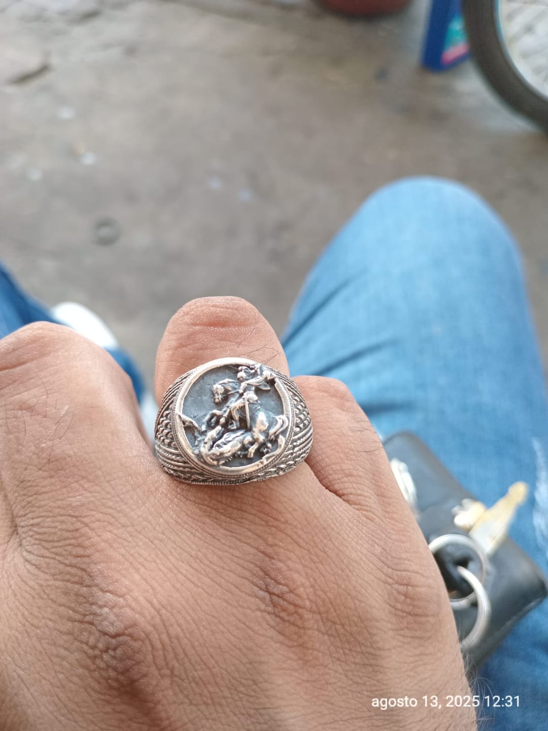 Customer photo review of Anillo Caballero San Jorge de Plata 950